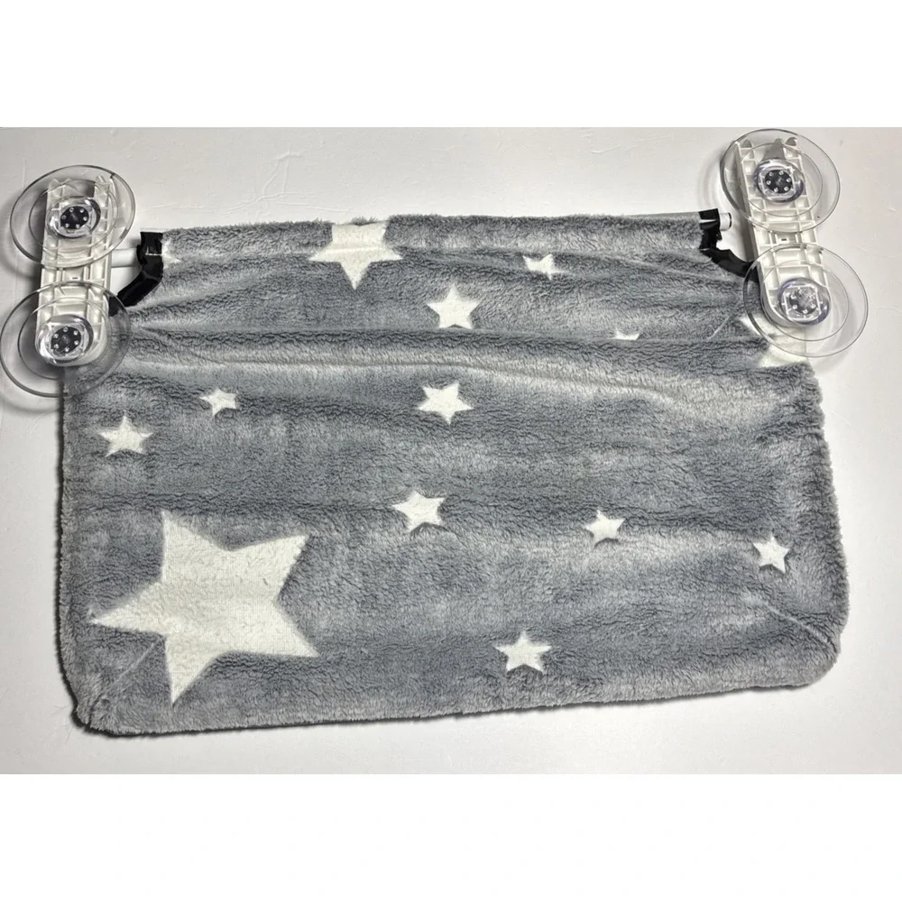POMESEA Cat Window Perch for Large Cats Gray Star Fleece Hammock 44lbs Capacity